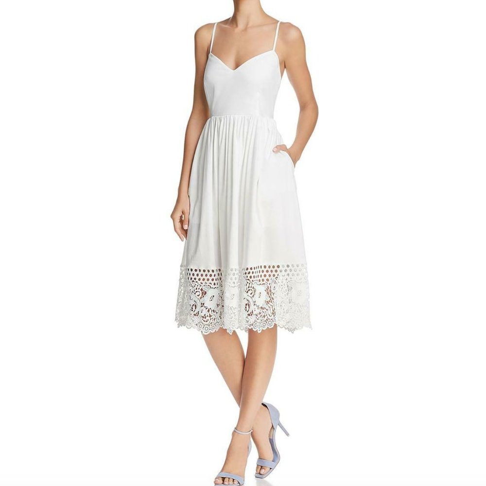 French Connection Salerno Lace Trim Jersey Dress